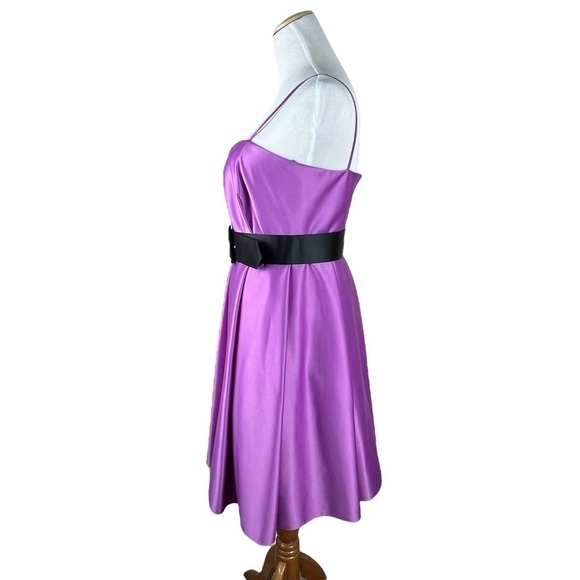 Vintage Y2K Fuchsia Pink Purple Satin Lined Homecoming Special Occasion Dress - Picture 2 of 13